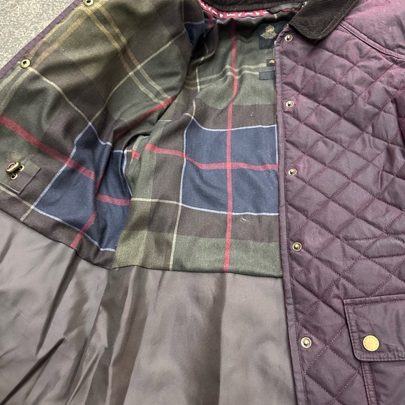 Barbour Quilted 4 Oz Wax Jacket Purple Flannel Lined Women’s US 6 Plum Outdoor - Picture 8 of 10